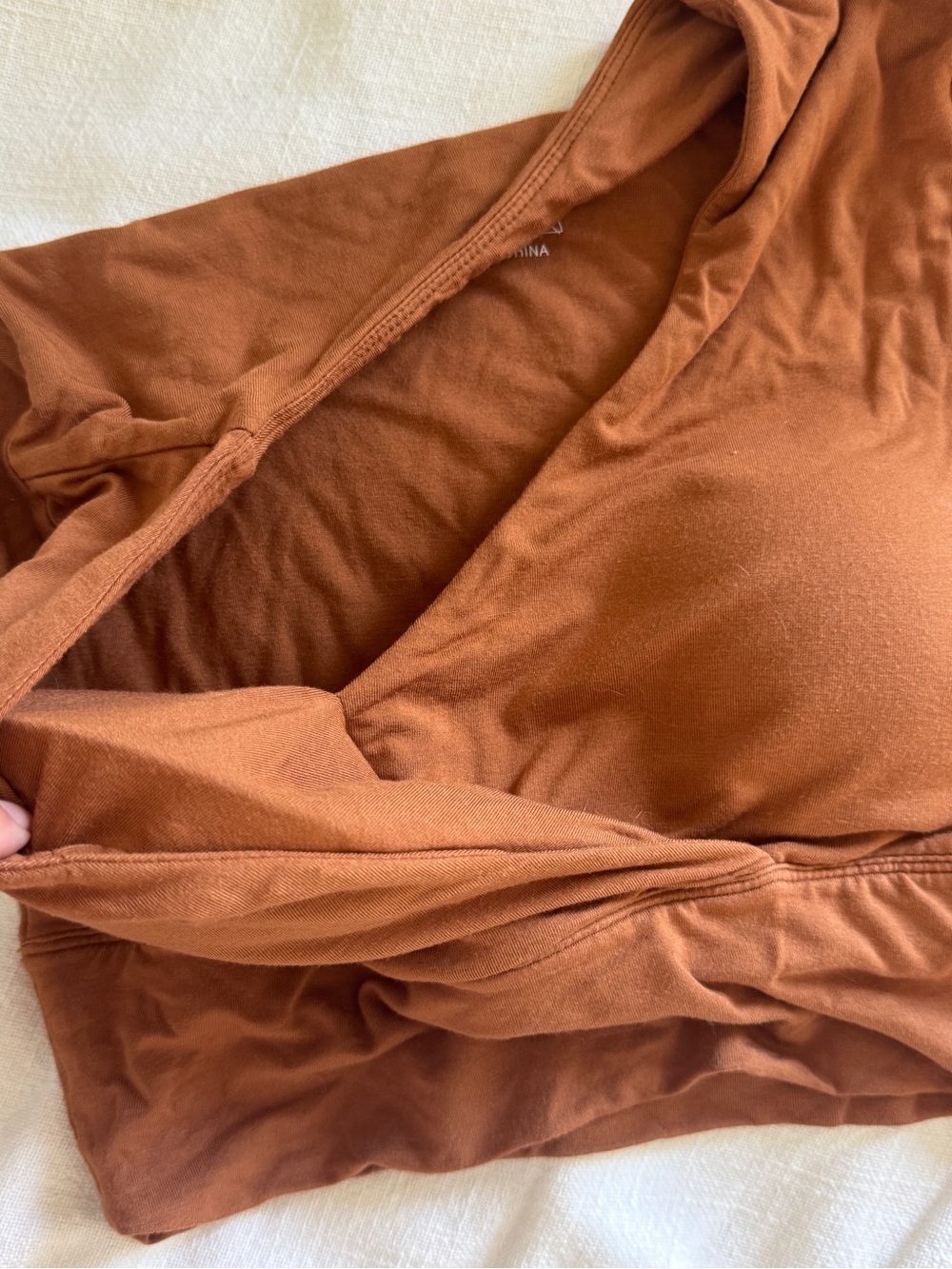 Klassy Network Camel Wrap Long Sleeve Crop Brami Top in Small - Picture 2 of 5